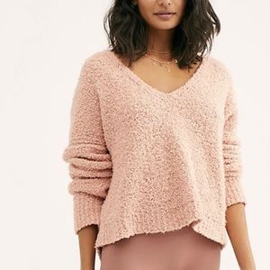Free People Finders Keepers Sweater Peach Pink Knobby Knit Slouchy Textured